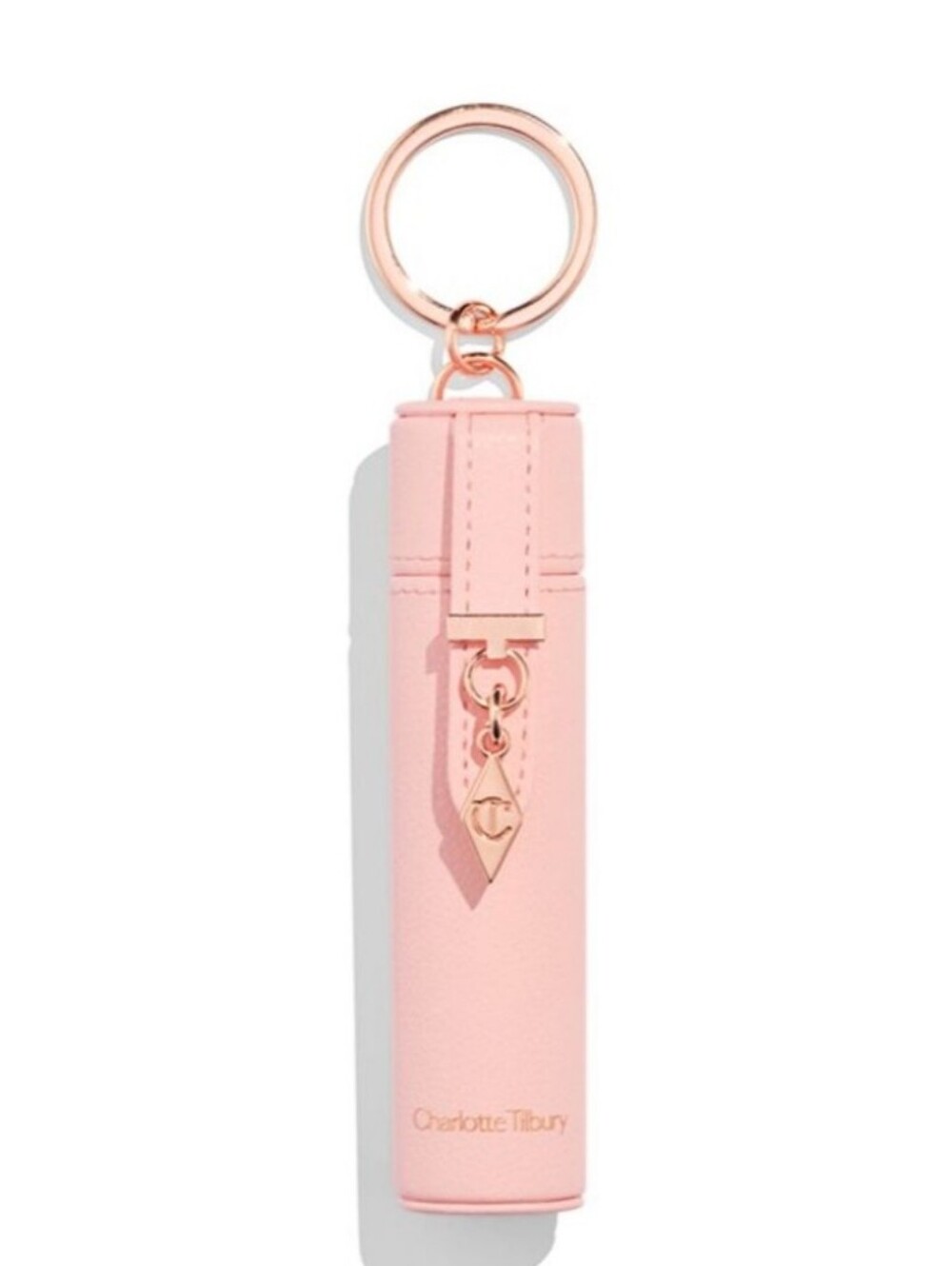 New Charlotte Tilbury Blush Balm Lip Tint Case Holder Key Ring Pink , Rose Gold